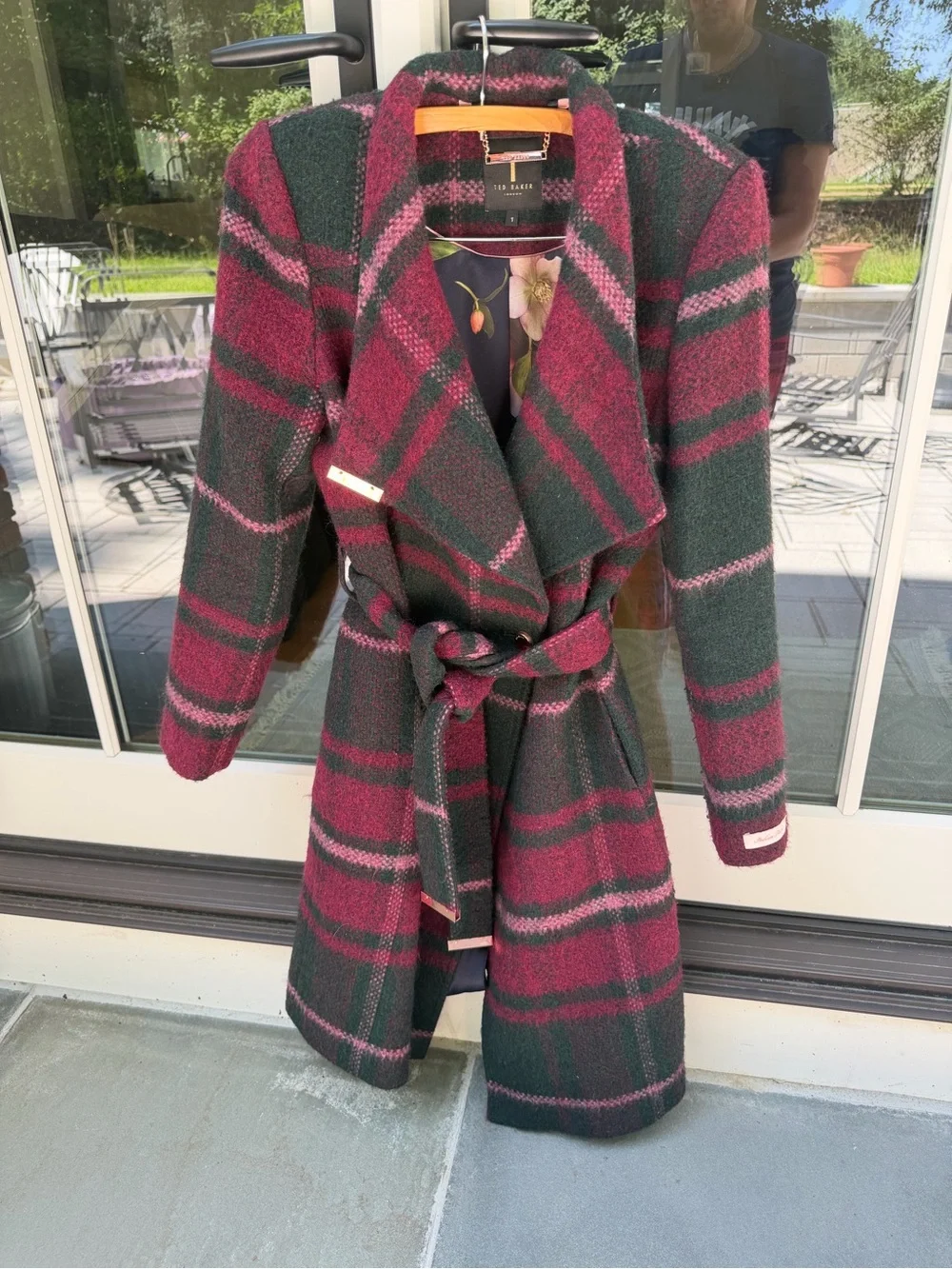 Ted Baker Plaid Belted Wrap Coat – Wool Blend size 1 US size 4